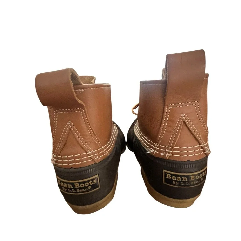 L.L.Bean Bean Boots 6” Men’s Size 8 Brown Leather Rubber Duck Boots Made USA